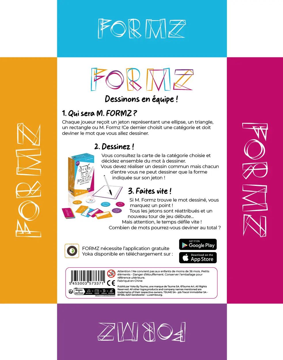Aperçu de la face arrière de la boîte de jeu Formz